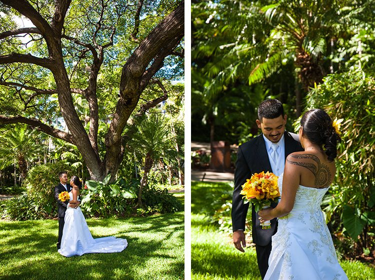 Waikiki Wedding First look bride groom