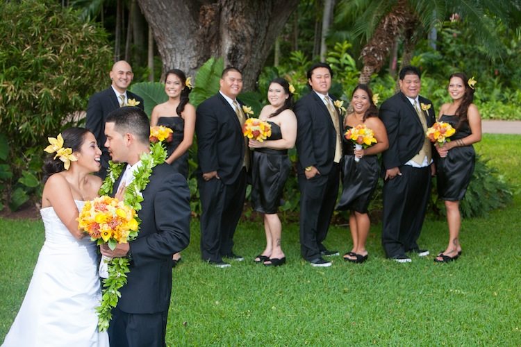 Hawaii wedding photographer bridal party photo
