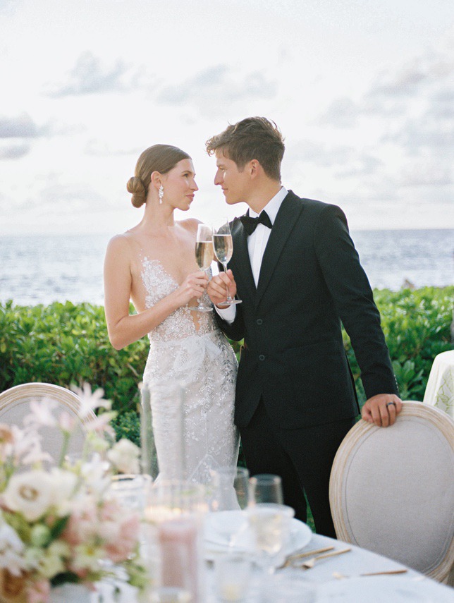 Bride and groom at four seasons oahu wedding