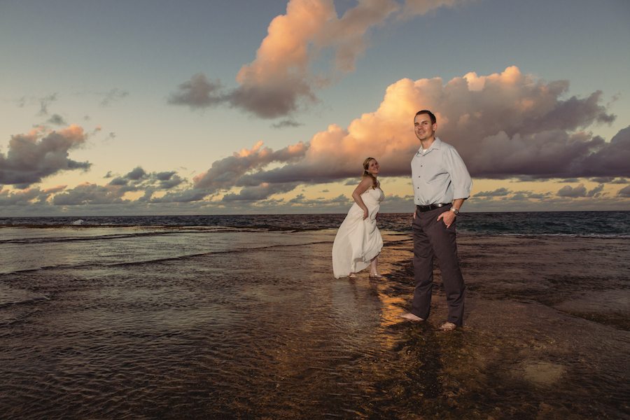 oahu wedding photographer, beach at sunset