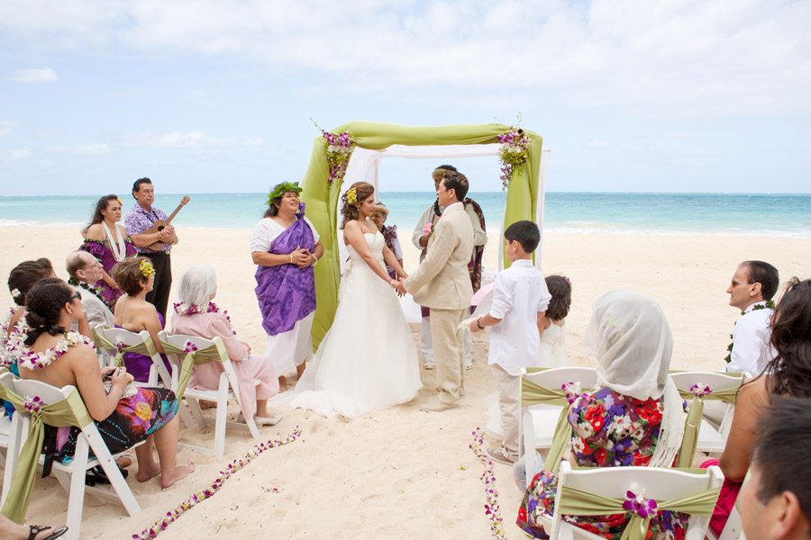 Waimanalo Beach, Sherwood forrest, destination wedding, ceremony
