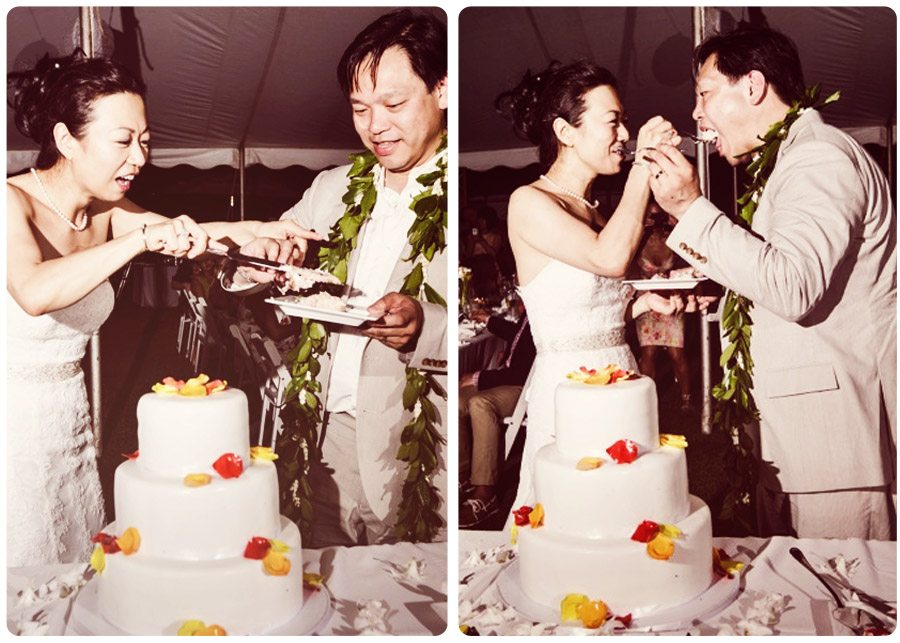 wedding-reception-cake cutting-bride-groom-oahu-honolulu