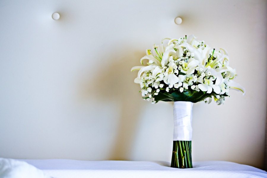 bridal bouquet, white, flowers, halekulani hotel