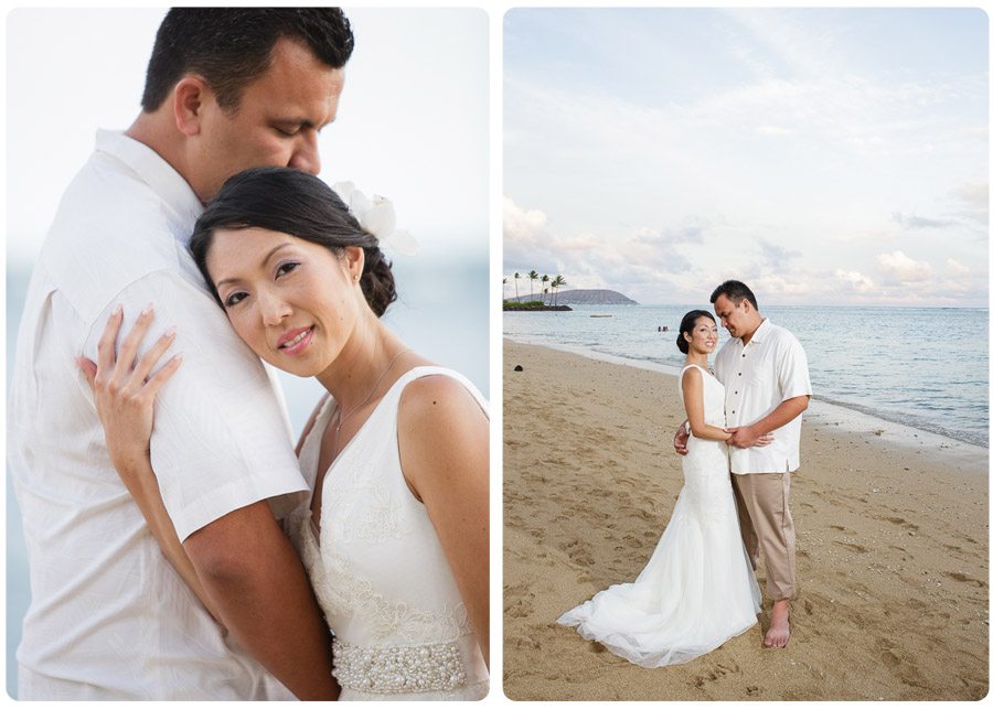 Simple Elegance Hawaii Wedding, Bride, groom, beach, sunset