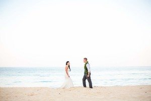 destination wedding bride groom beach