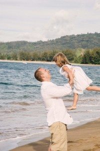 kauai beach family father daughter
