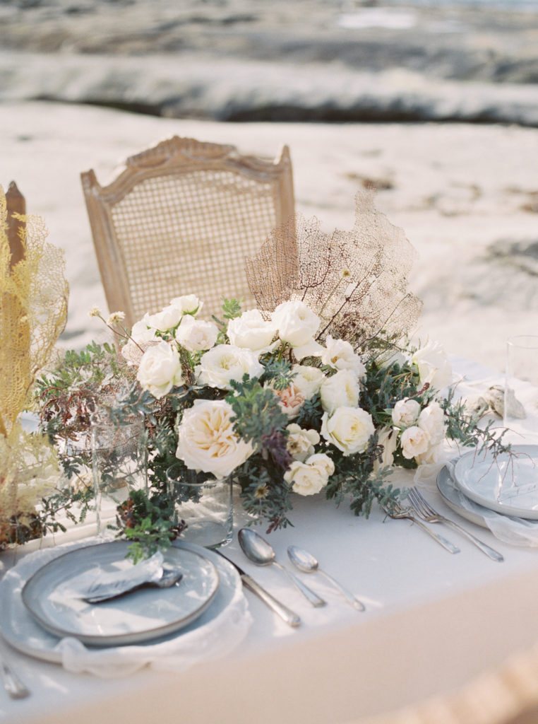 reception table beach wedding san diego