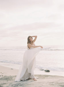 Bride on the beach at sunset La Jolla