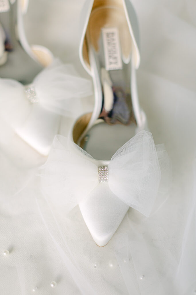 White tule bow Badgley Mischka bride Shoes