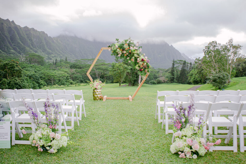 Ceremony scene at Koolau Ballrooms Oahu wedding venues